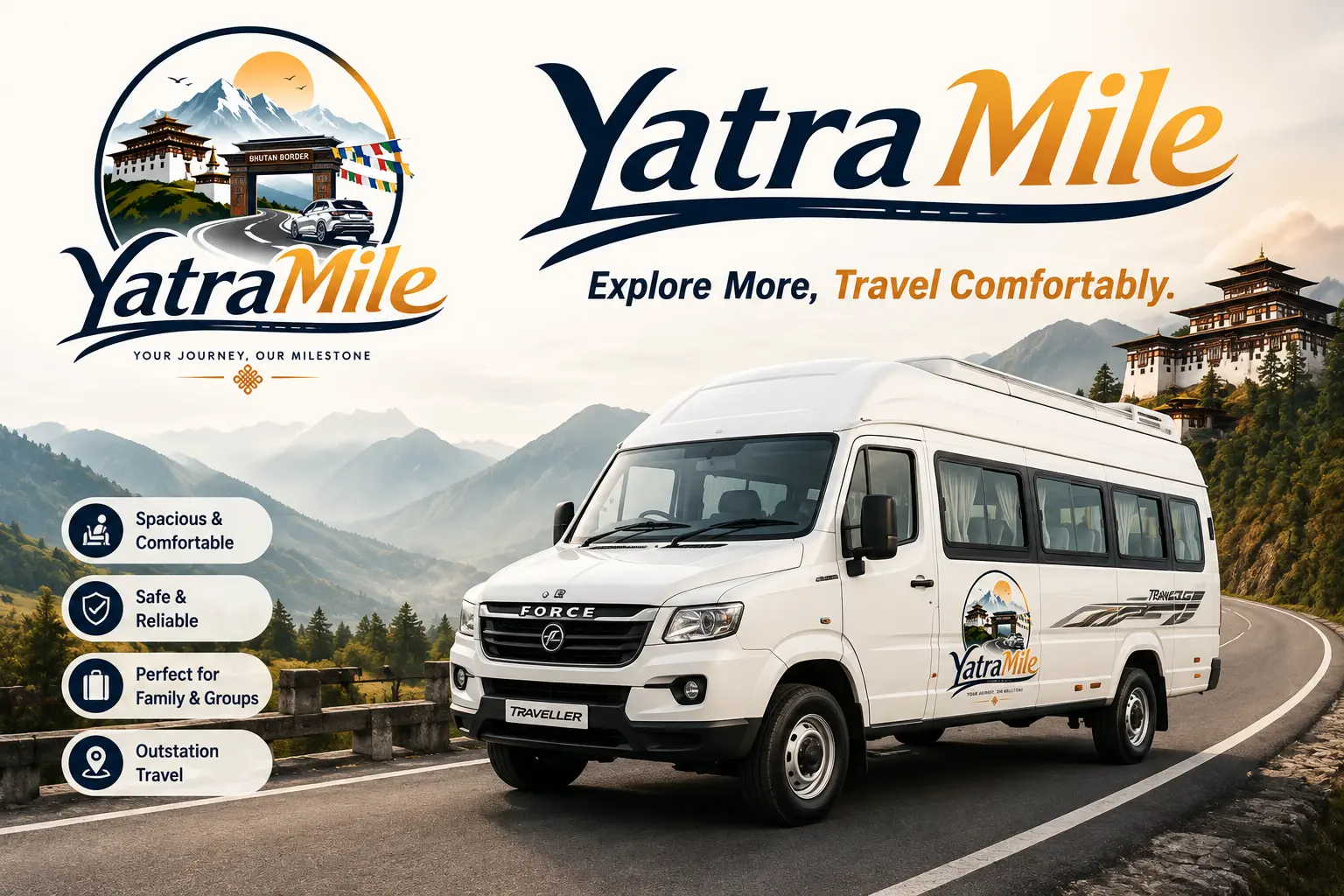 Tempo Traveller taxi used for Local / Outstation transfers by YatraMile, Jaigaon