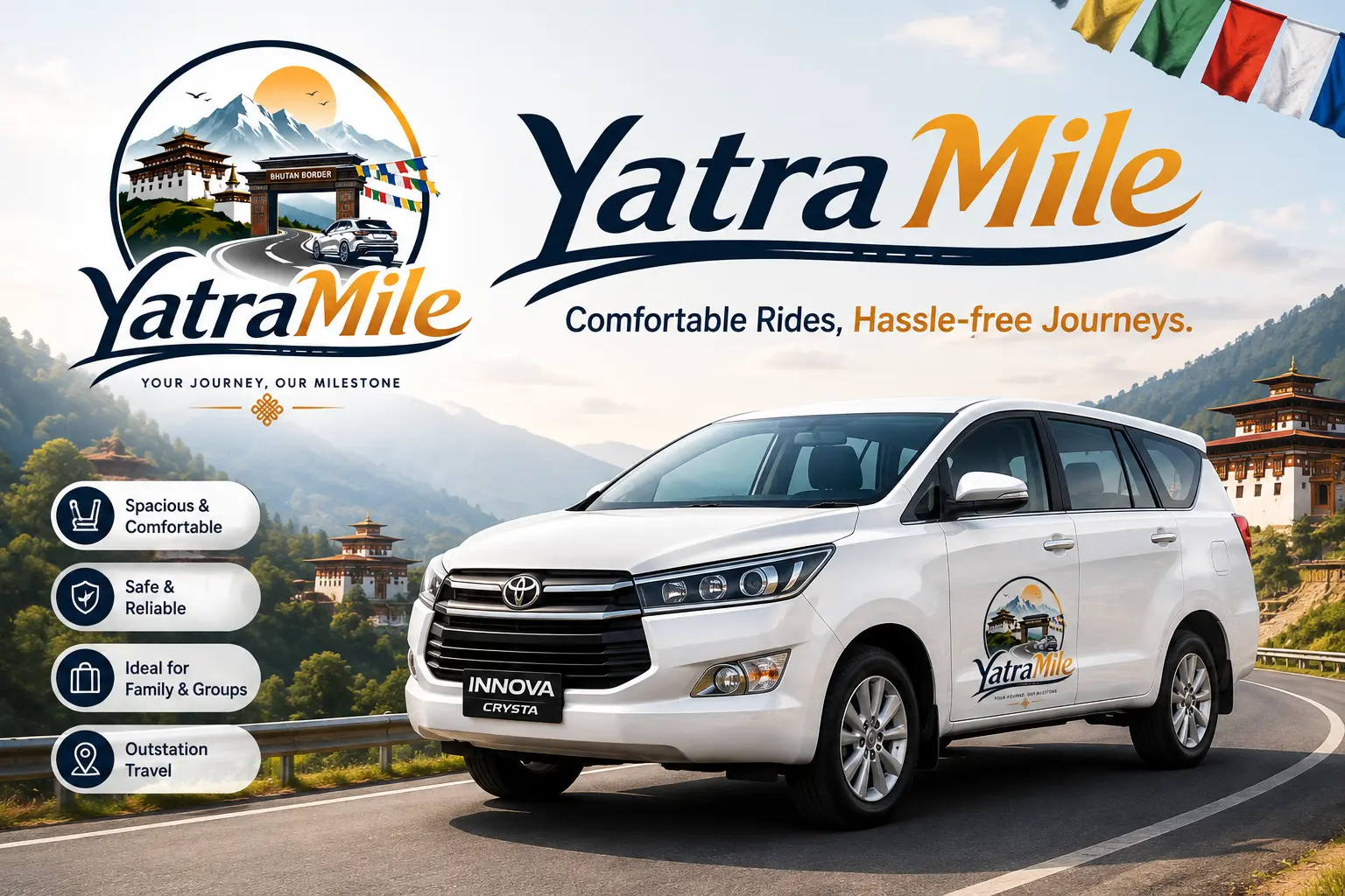 Toyota Innova Crysta taxi used for Local / Outstation transfers by YatraMile, Jaigaon