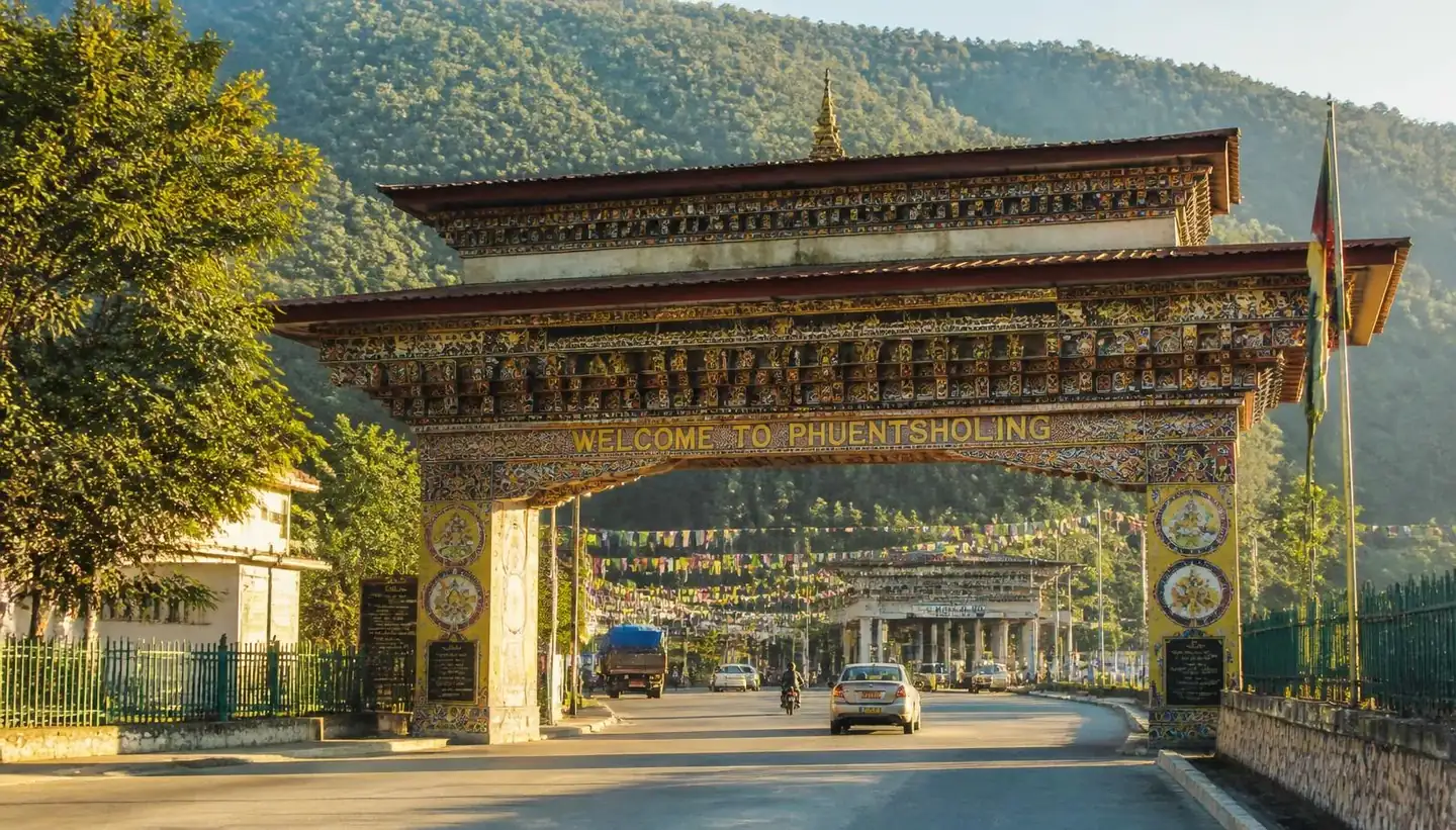The Bhutan Gate at Phuentsholing in morning light